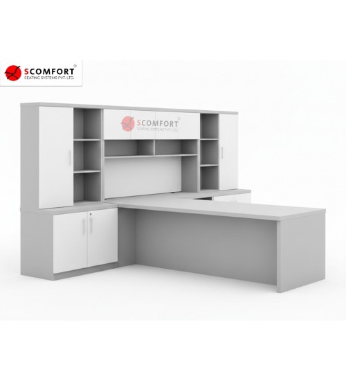 Scomfort SC-EX 27 Executive Office Desk with Overhead Storage and Side Cabinet